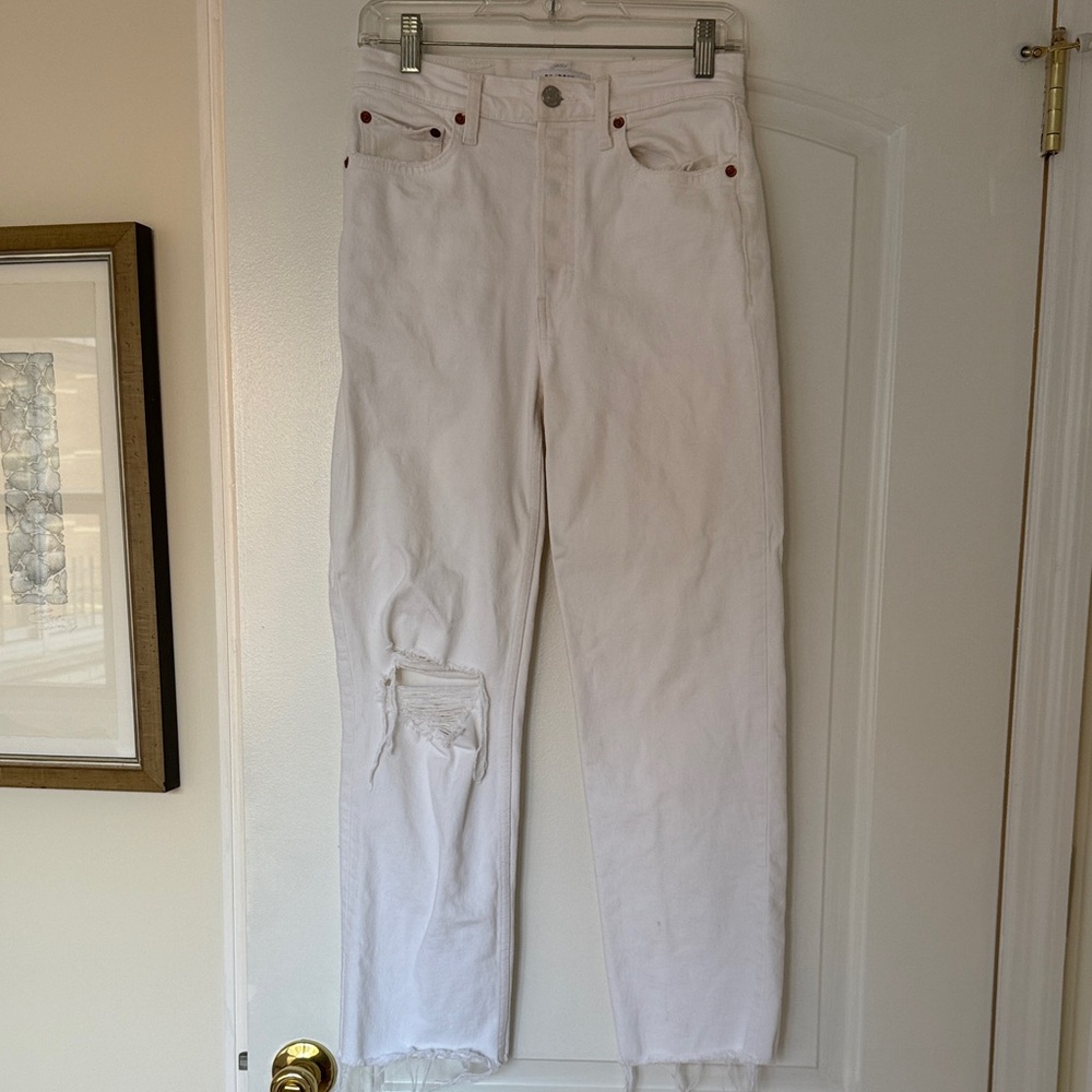 Re/Done High Rise White Distressed Jeans